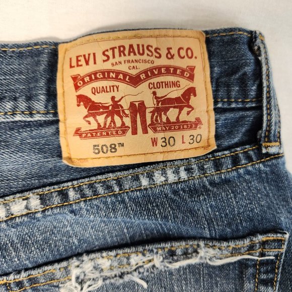 LEVI'S 508 Jeans Shorts High Rise Distressed Size W30 L30 100% Cotton LIKE NEW! - Picture 11 of 16